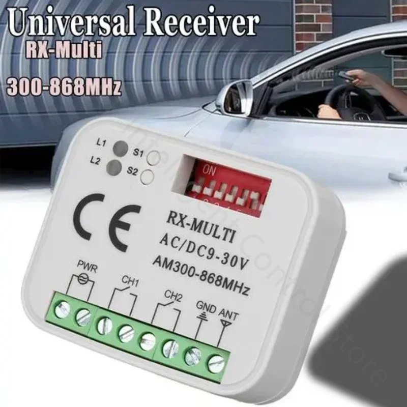 Receptor de interruptor de Control remoto para puerta de garaje, dispositivo multifrecuencia RX de 433MHz, 868MHz, 390 MHz, CA/CC 9-30V, 433-900MHz