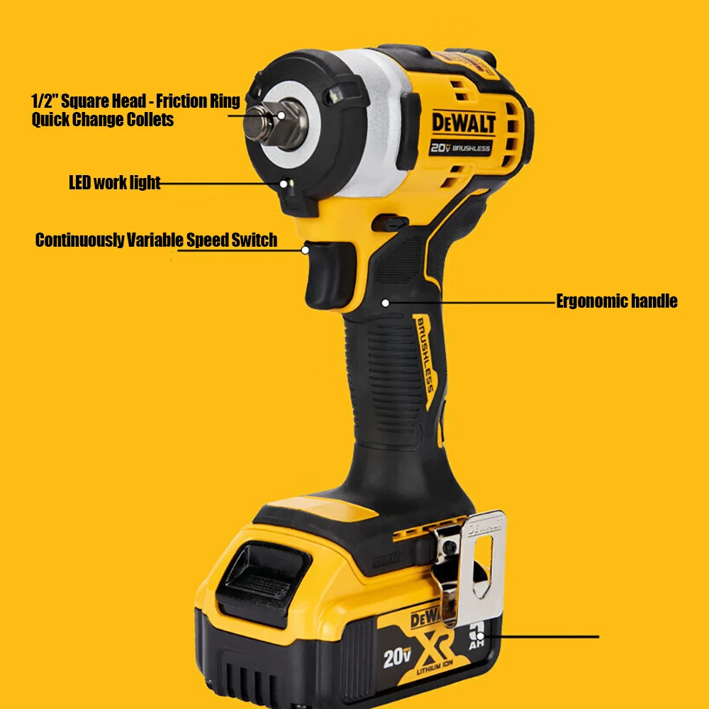 DEWALT 20V MAX* 1/2 in. Cordless Impact Wrench with Hog Ring Anvil (Tool Only) (DCF911)