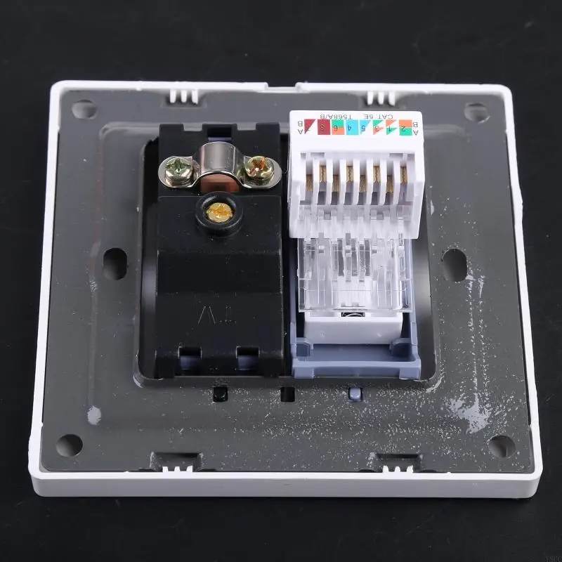 T8UC RJ45 Adapter+TV Antenna Coaxial Wall Mount Output Faceplate Panel Socket