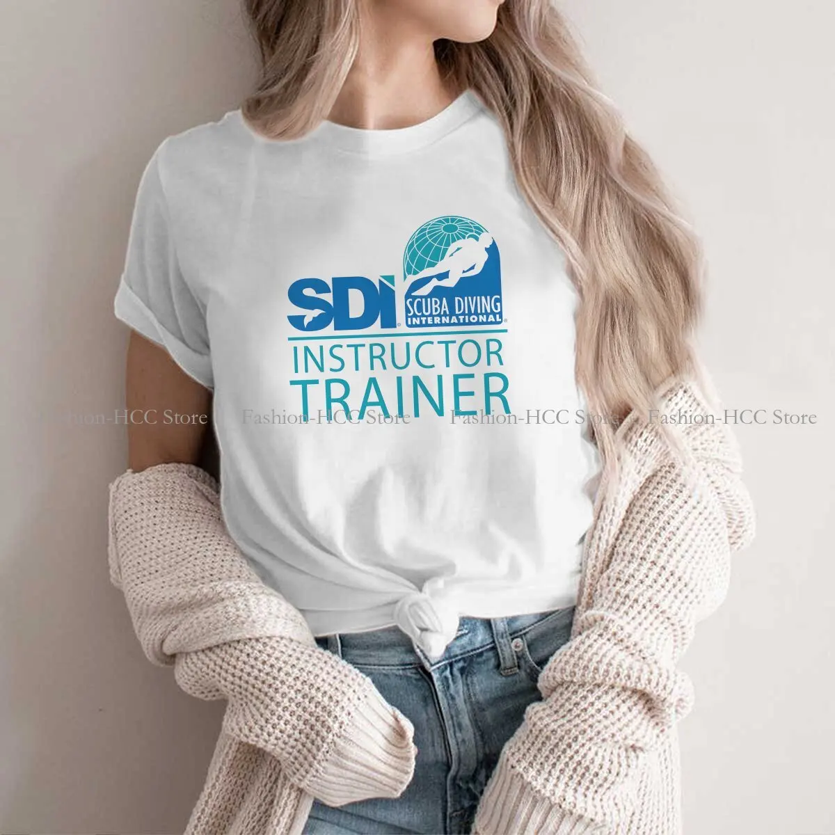 SDI Instructor Trainer O Neck Polyester TShirt Scuba Diver Adventure Sport Original T Shirt Women Clothes