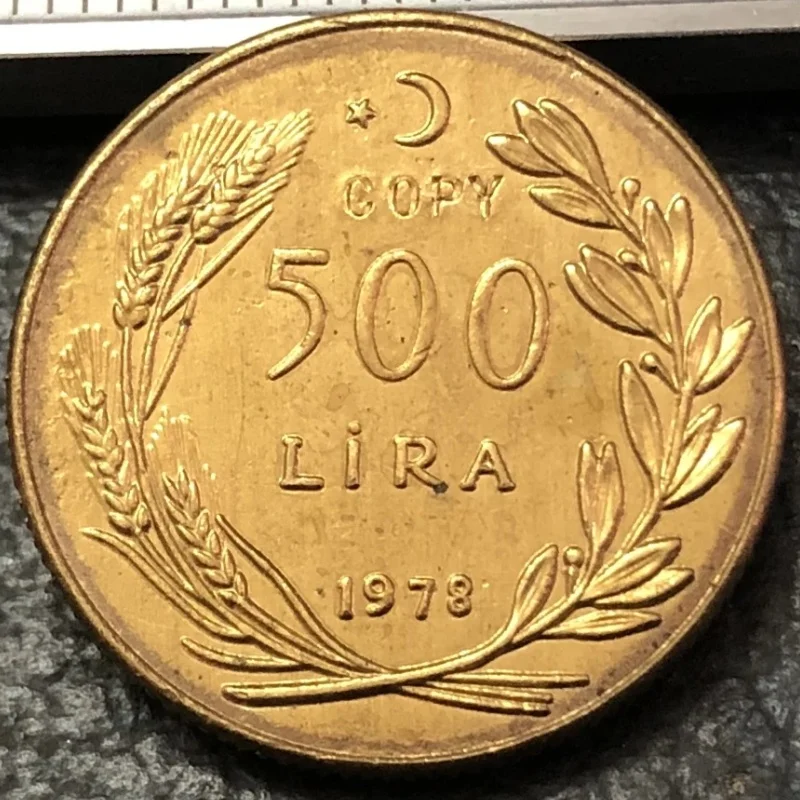 عملة نسخة ذهبية من الفاو 1978 تركيا 500 الليرة
