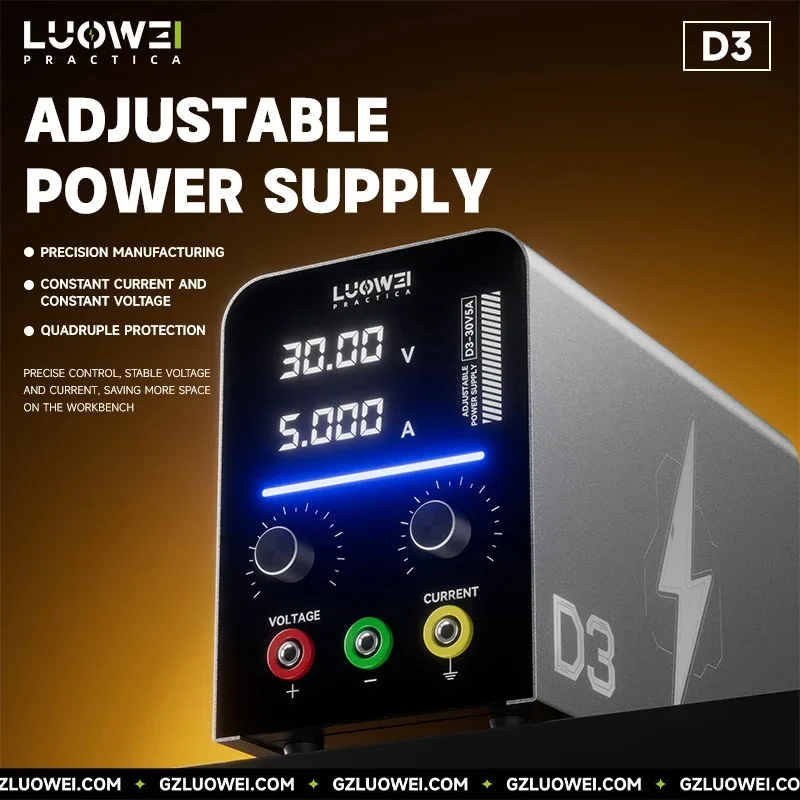

LUOWEI D3 Power Supply 150W 30V 5A DC Display Adjustable Regulated Short Circuit Detection Mobile Phone Repair Power Supply