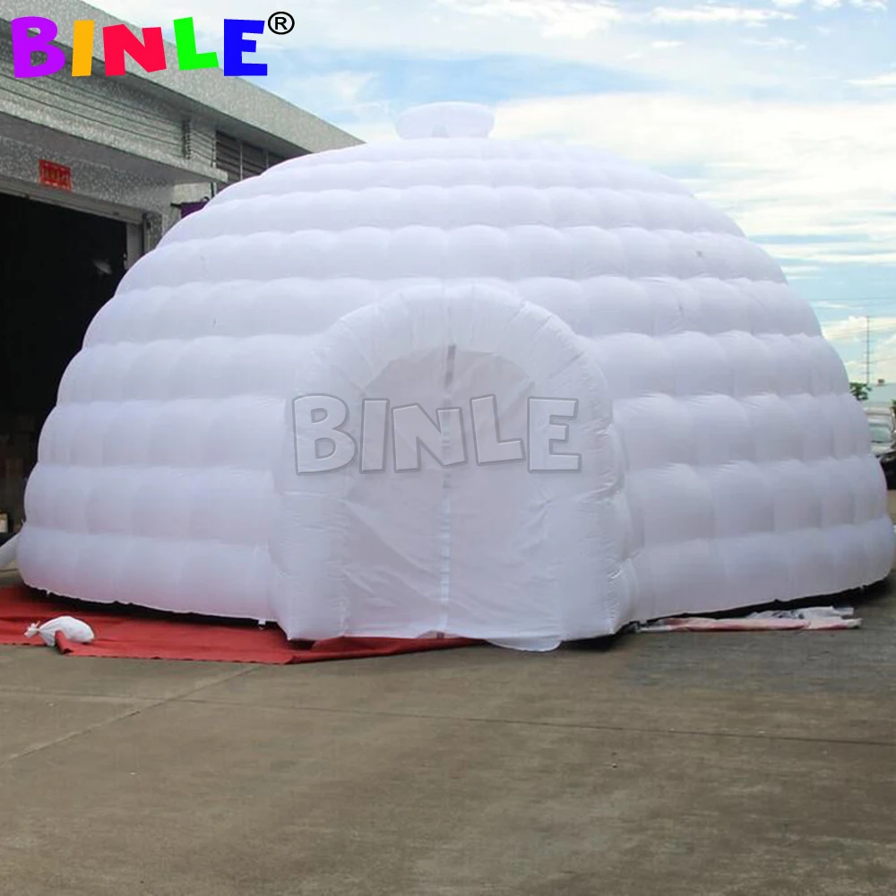 8m 40-50persons Outdoor Inflatable Dome Tent With Lights Air White Party Igloo Dome Geodesic Workshop Space Disco Event Structur