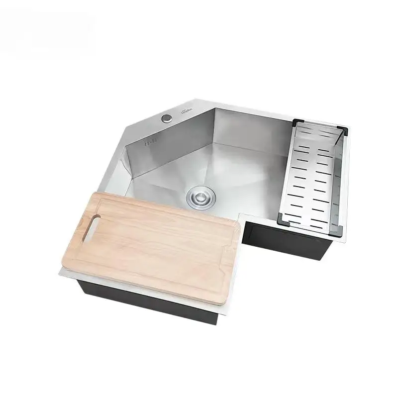 Customized household large-capacity dishwashing stainless steel kitchen sink corner bar wash basin corner basin