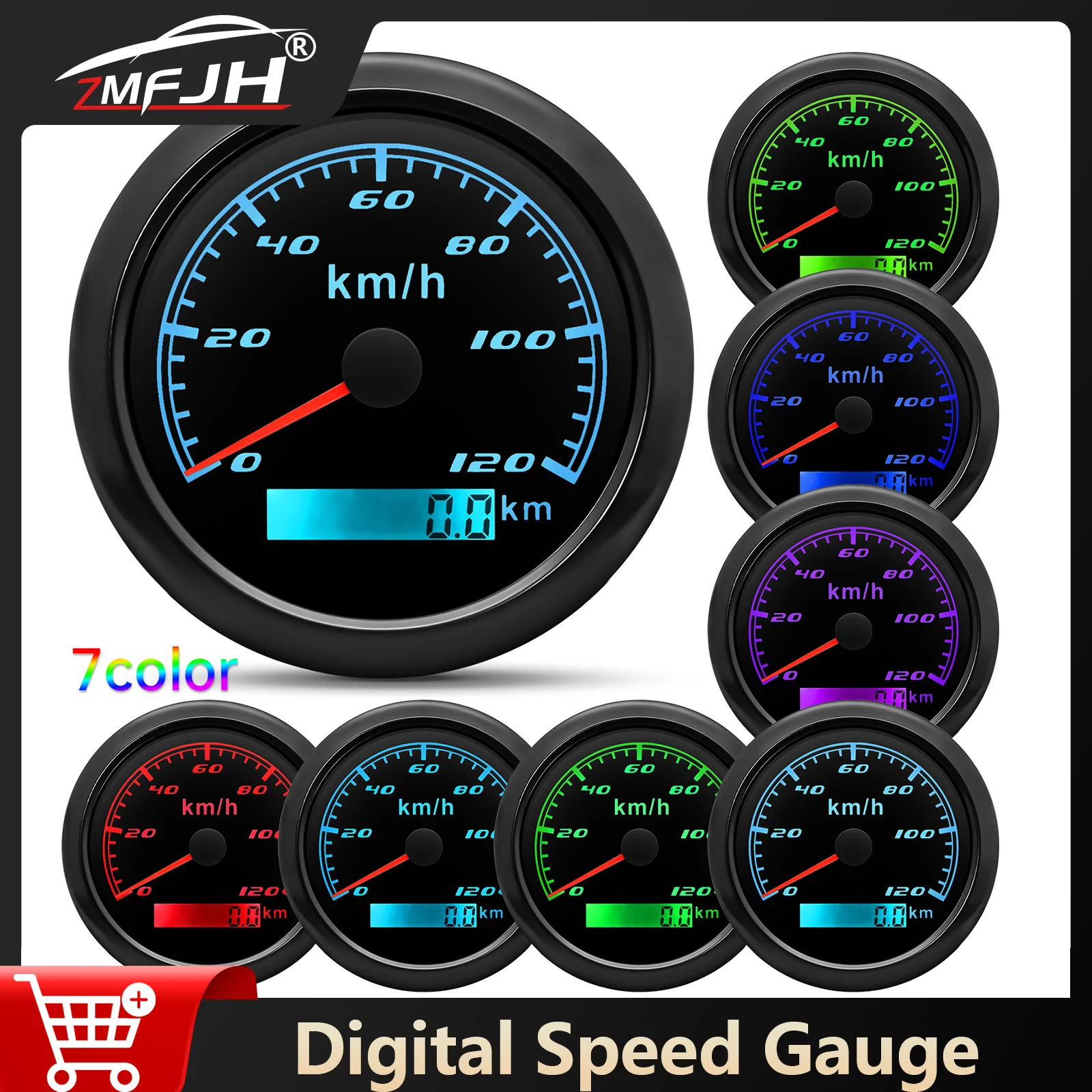 

Водонепроницаемый измеритель скорости 85 мм, цифровой спидометр 30/60/120/200 кмH с 7-цветным датчиком подсветки для морского автомобиля, лодки, 12 В 24 В