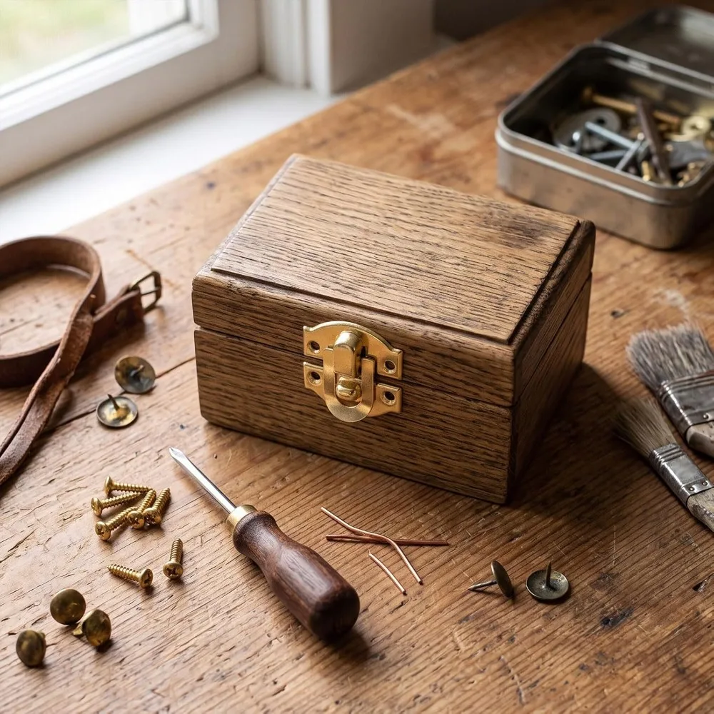 Iron Material Decorative Hasp Latch Gold Color 20mm Size Jewelry Box Lock Buckle Yellow Finish Screws Included Toggle Hasp Latch