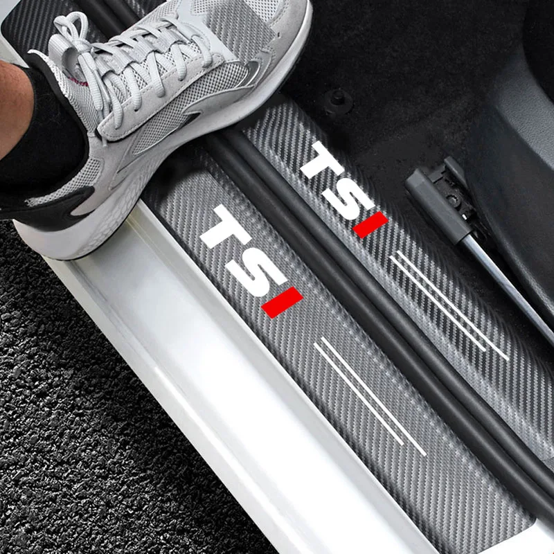 Carbon Door Sill Plate Protector Sticker For Volkswagen VW TSI TDI APR Polo 5 6 Bora Jetta Passat B5 Golf 7 MK5 Beetle 3B tiguan view 3