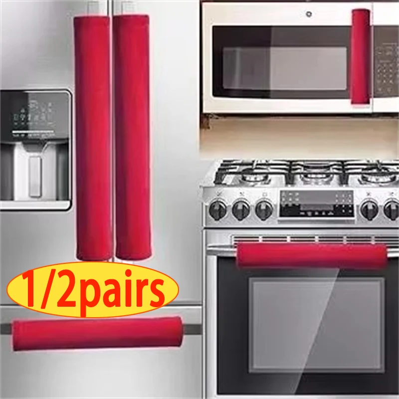 2 Teile/satz Kühlschrank Türgriff Abdeckung Küchengerät Dekor Kühlschrank Ofen Griff Rutschfeste Türknauf Schutz Schwarz Grau Rot