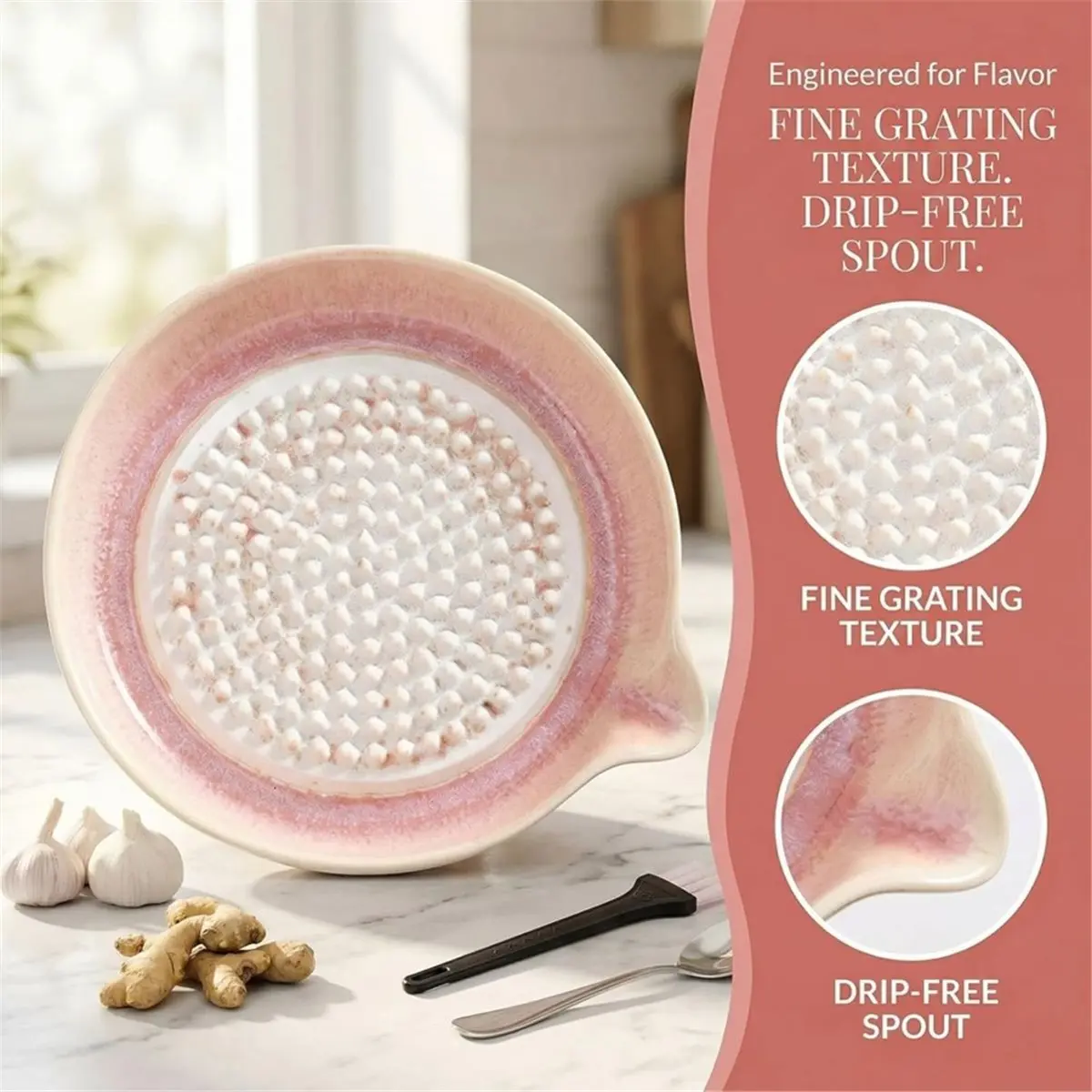 Home Tool Gradient Ceramic Grater Plate, Garlic Grater Plate, Ceramic Garlic Grater Plate for Chocolate, Ginger, Garlic, Cheese