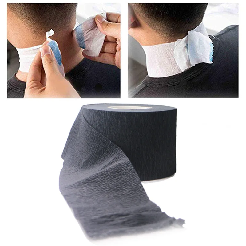 

1 Rolls Disposable Neck Paper Barber Neck Strips Black Professional Stretchy Paper Neck Band for Salon Haircut Styling