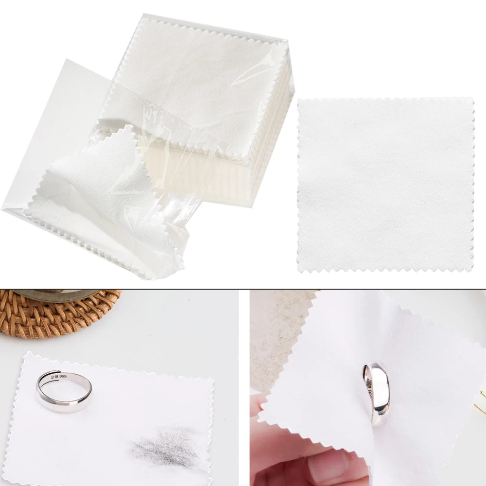 50pcs Silver Jewelry Cleaning Polishing Cloth Individually Wrapped Small Polishing Cloth for Sterling Silver Gold Platinum Tool