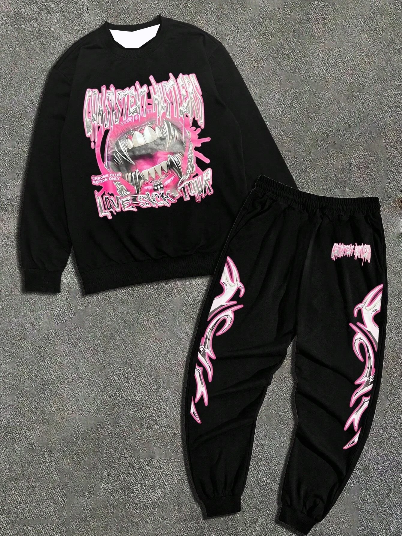 

2025-26 autumn and winter new popular Y2K sports suit round neck casual men's fashion sports two-piece set