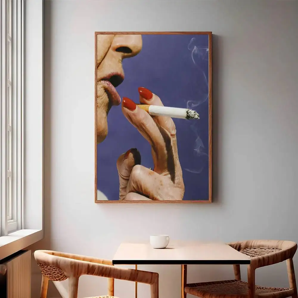 Elderly Smoker Poster Mural for Living Room Bedroom Wall Office Wall Decor Gift for Friends Unframed