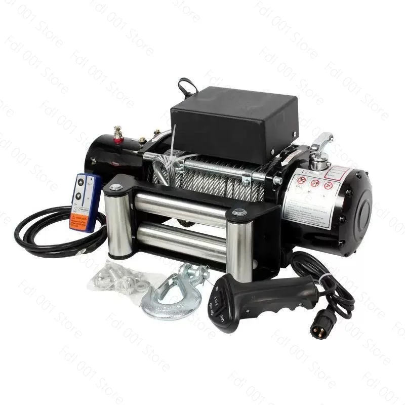 3000LBS 24V/12V Electric Winch + 10M Synthetic Rope Wireless Control for ATV SUV Boat Truck Trailer Recovery Off Road Winch
