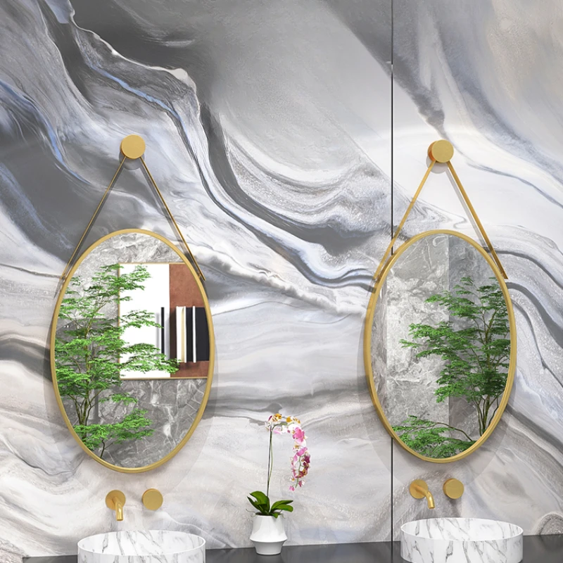 Oval Small Decorative Mirrors Nordic Hanging Based Mirror Bath Mirrors Shower Wall Adhesive Spiegel Decoration Home YX50JZ