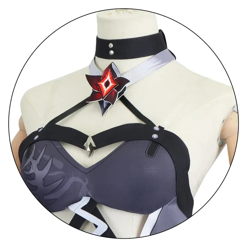 Acheron تأثيري الفرنسية خادمة زي هونكاي ستار السكك الحديدية كرنفال موحدة شعر مستعار أنيمي هالوين ازياء الرجال لعبة