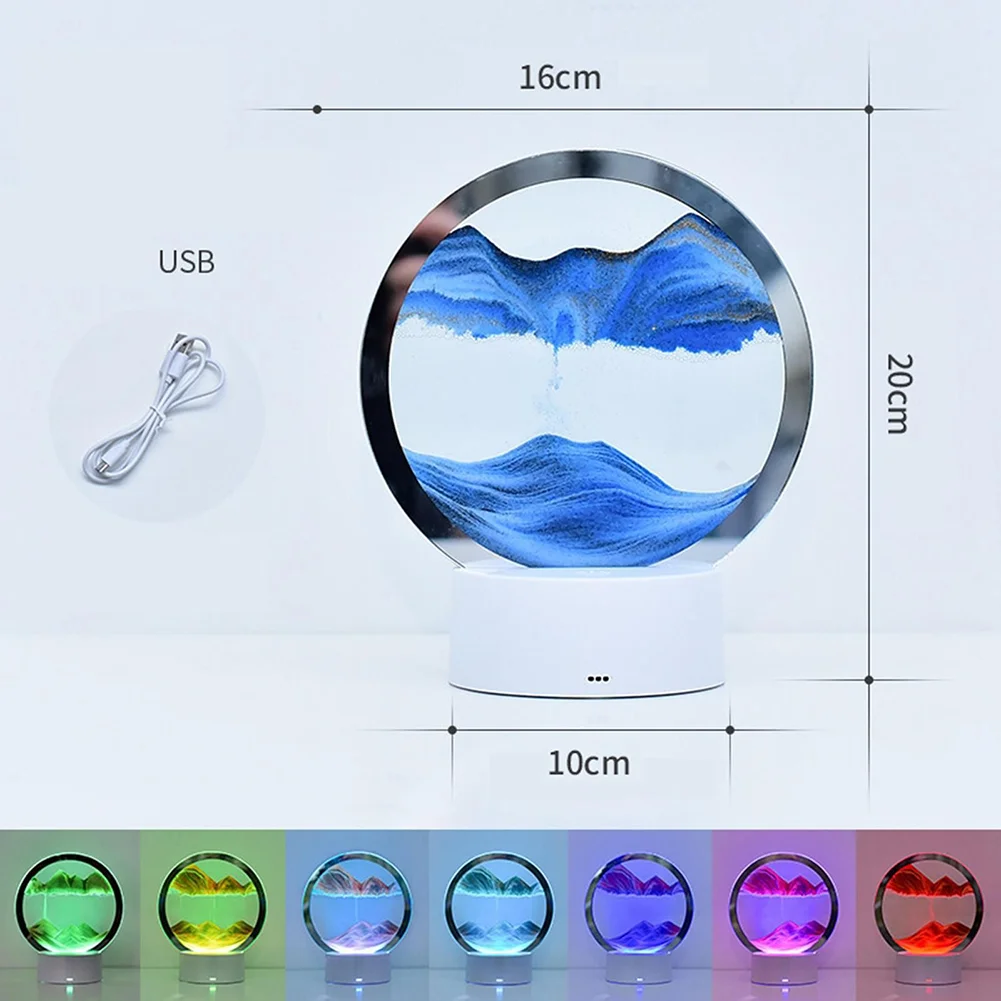 Hourglass Glowing Quicksand Painting Desk Lamp Desktop Decoration Quicksand Table Lamp Wireless Charging Desk Lamp