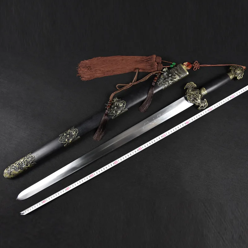 

104cm medieval metal real sword carbon steel dragon and phoenix home-guarding and exorcising sword retro craft bearing sword