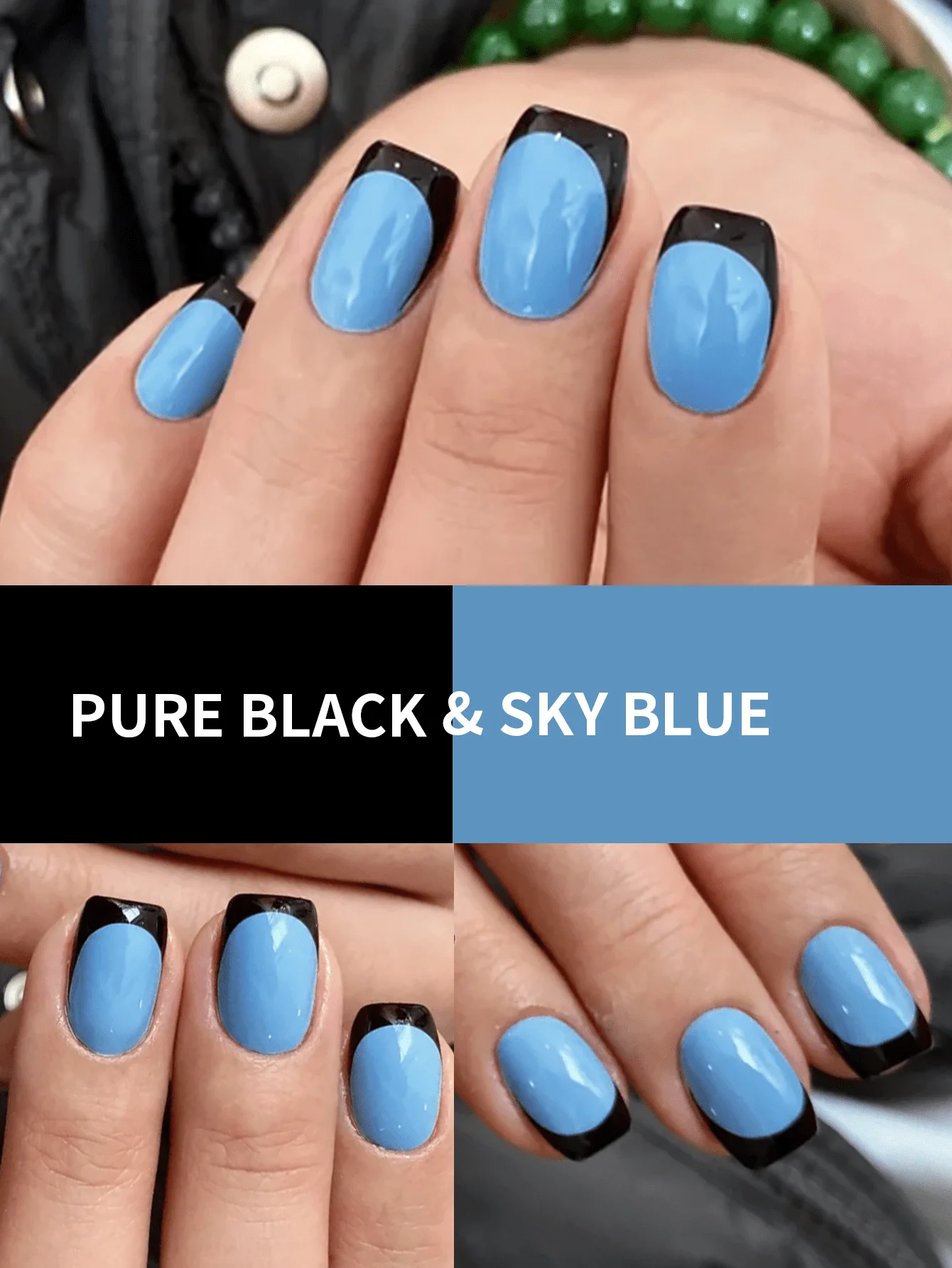 XEIJAYI 2 pièces 15ml nouveau populaire noir et bleu couleur Gel vernis à ongles ensemble, UV LED trempage vernis à ongles, adapté au bricolage à la maison