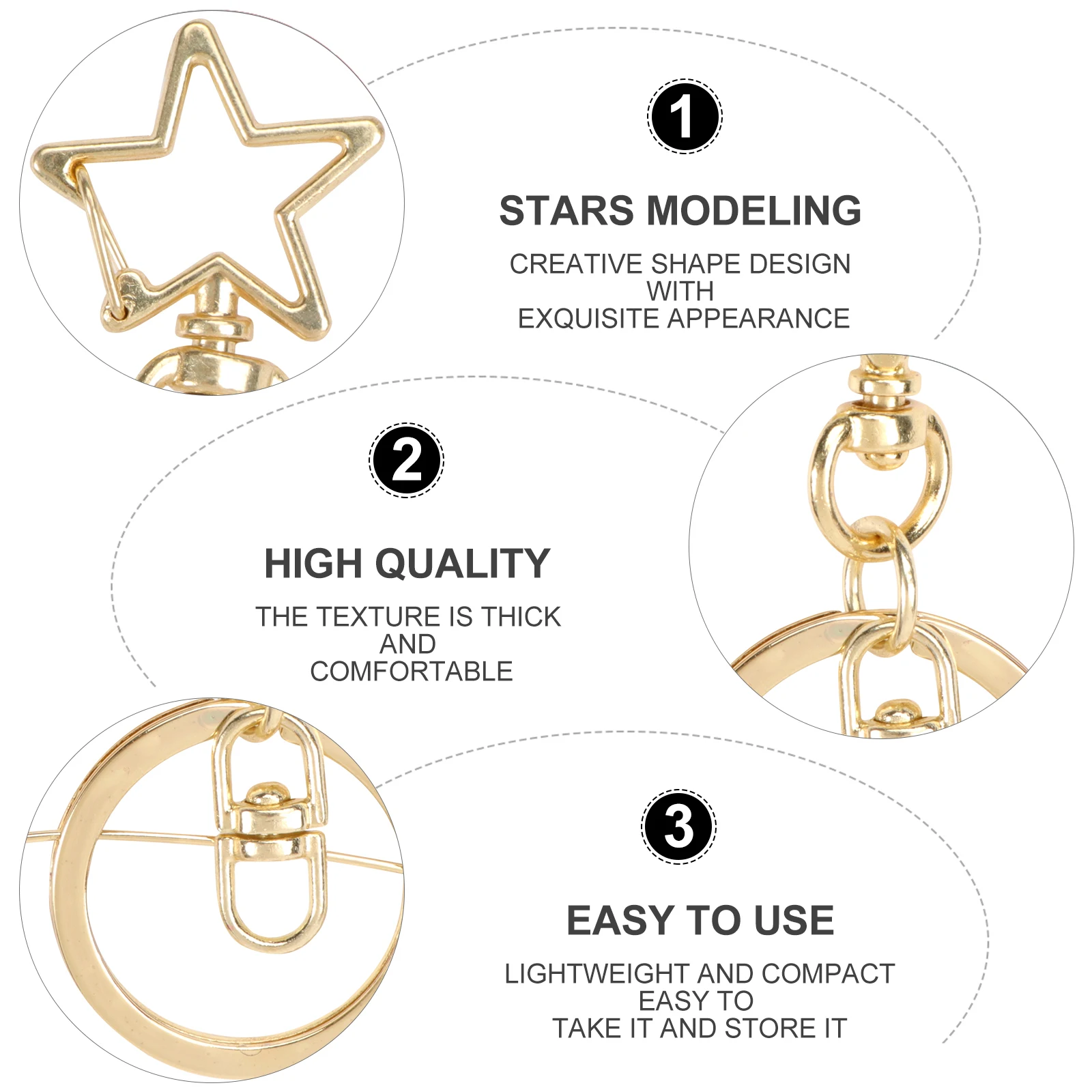 

12 Pcs Key Chain Set Metal Star Buckle Pendant Creative Shape Holiday Party Home CeremonialDecoration Lightweight Compact