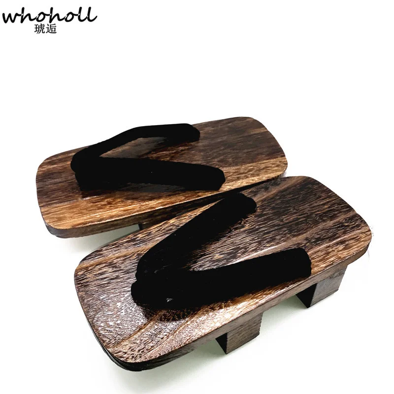 WHOHOLL JIRAIYA คอสเพลย์ญี่ปุ่น Kimono Geta Clogs ชายหญิง Unisex รองเท้าแตะไม้ ShoesTwo-ฟันสูง Cos รองเท้าคู่