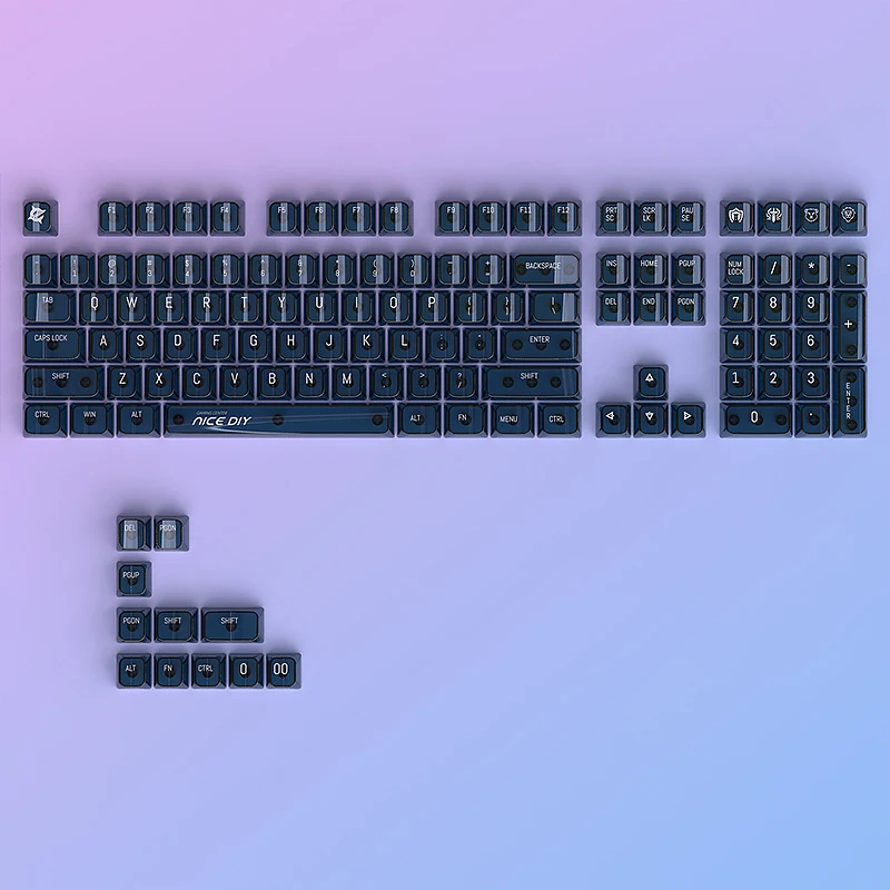Blue Crystal 2nd Generation Keycap Mechanical Keyboard 119 Keys PC Material MDA Highly Customized Blue Transparent Keycap