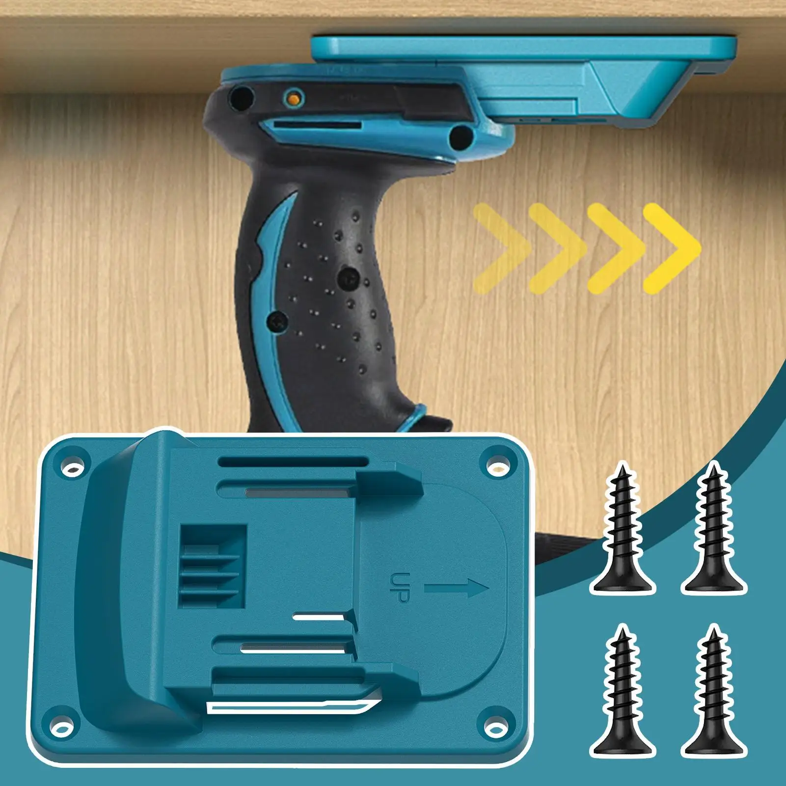 Wall Mount Space-Saving Non-Slip Drill Organizer, Tool Storage Rack for Garage Workshop, Heavy Duty Utility Holder for Bits