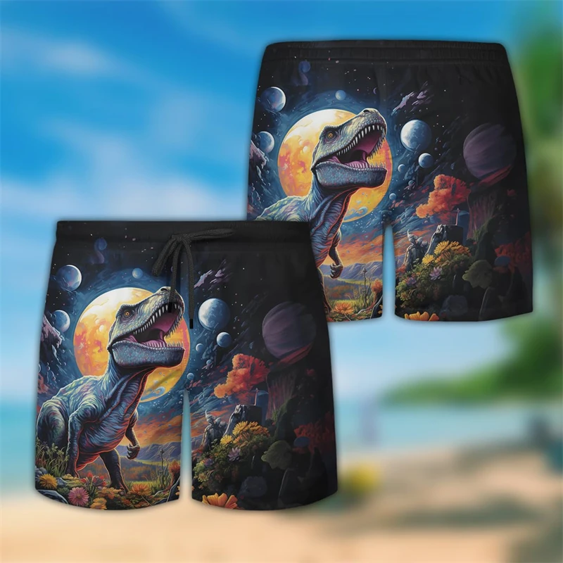 Lustige Dinosaurier 3d gedruckt Strand Shorts Hawaii kurze Hosen für Männer Kleidung Dino Tier Trunks Tyranno saurus Rex Boards horts