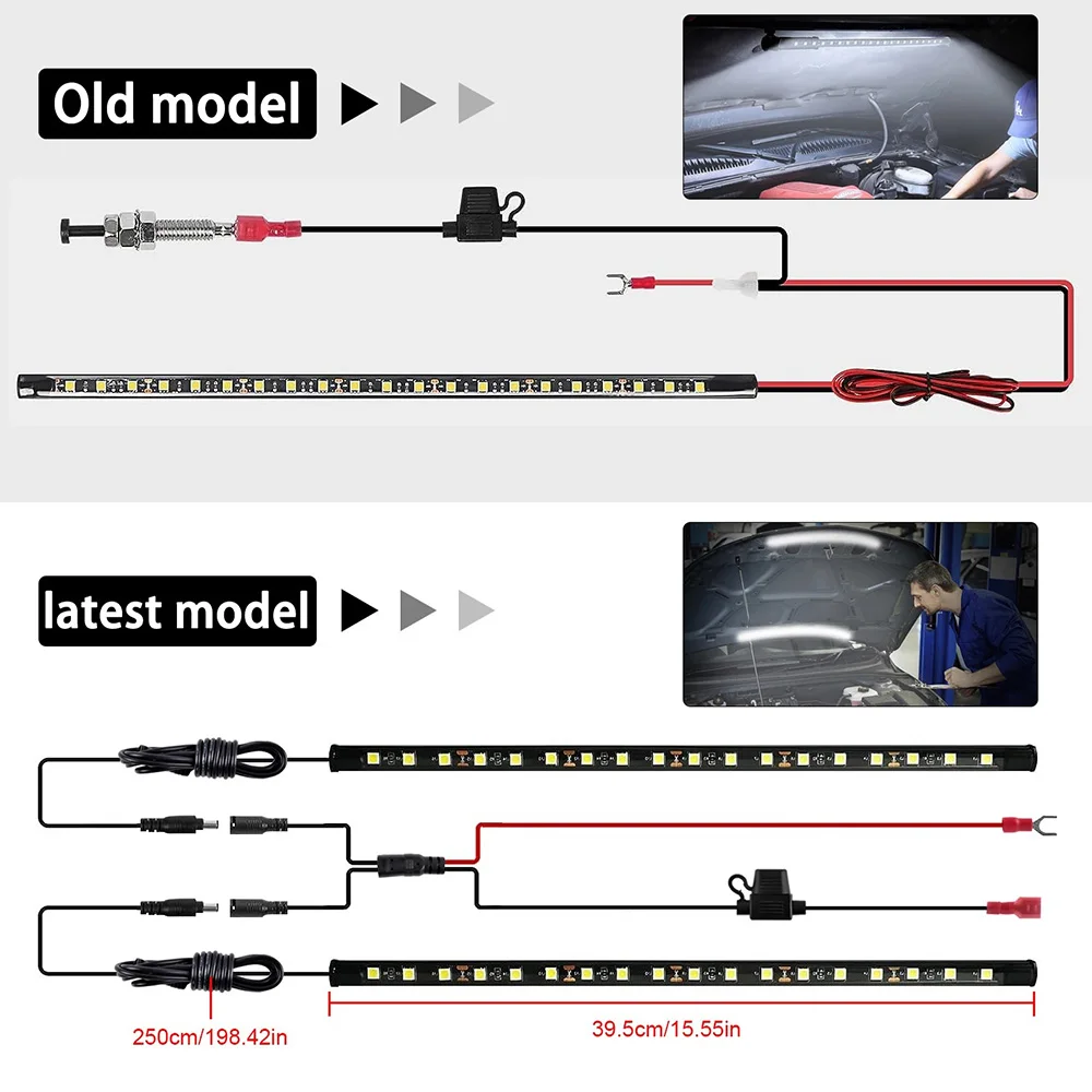 1set LED Car Engine Under Hood Light Kit Waterproof 12V Car LED Strip Light Bar with Automatic On/Off Universal Fit Any Vehicle
