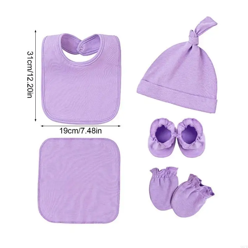 

Q6PD 7Pcs Baby Infant Face Towel Small Gloves Feeding Bibs Foot Cover Cotton Caps Drool Towel for Unisex Girl Boy 0-24 Months