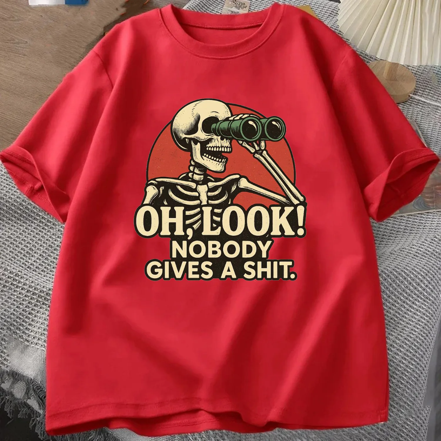 أوه نظرة لا أحد يمنح القرف السخرية تي شيرت الصيف الرجال رياضية الجولة الرقبة قصيرة الأكمام ملابس رياضية عادية متعة القمم القطن المحملة #4