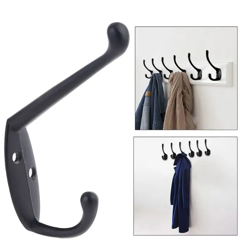 9 Pack Coat Hooks Wall Hooks Heavy Duty Wall Mounted For Hat Hardware Dual Prong Retro Coat Hanger With 20 Screws (Black/Gold)