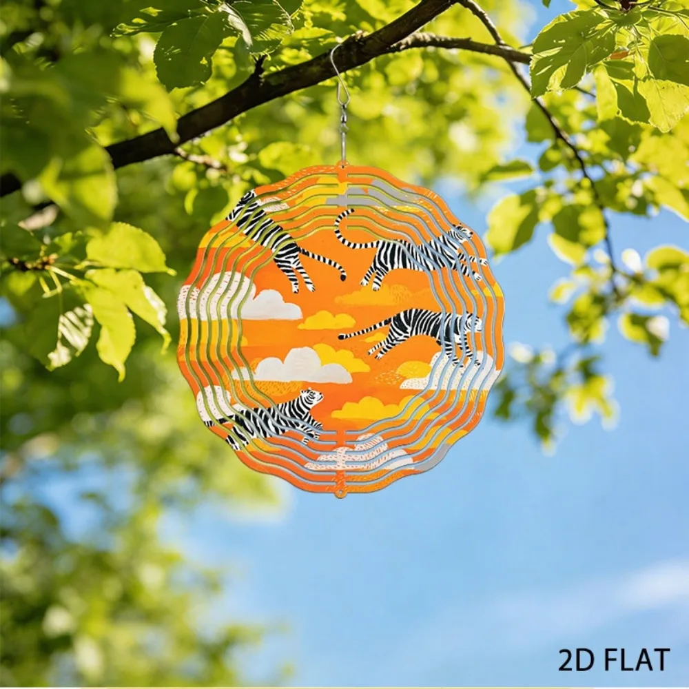 

Handmade Zebra Wind Chimes Outdoor Orange Garden Decor Metal Art
