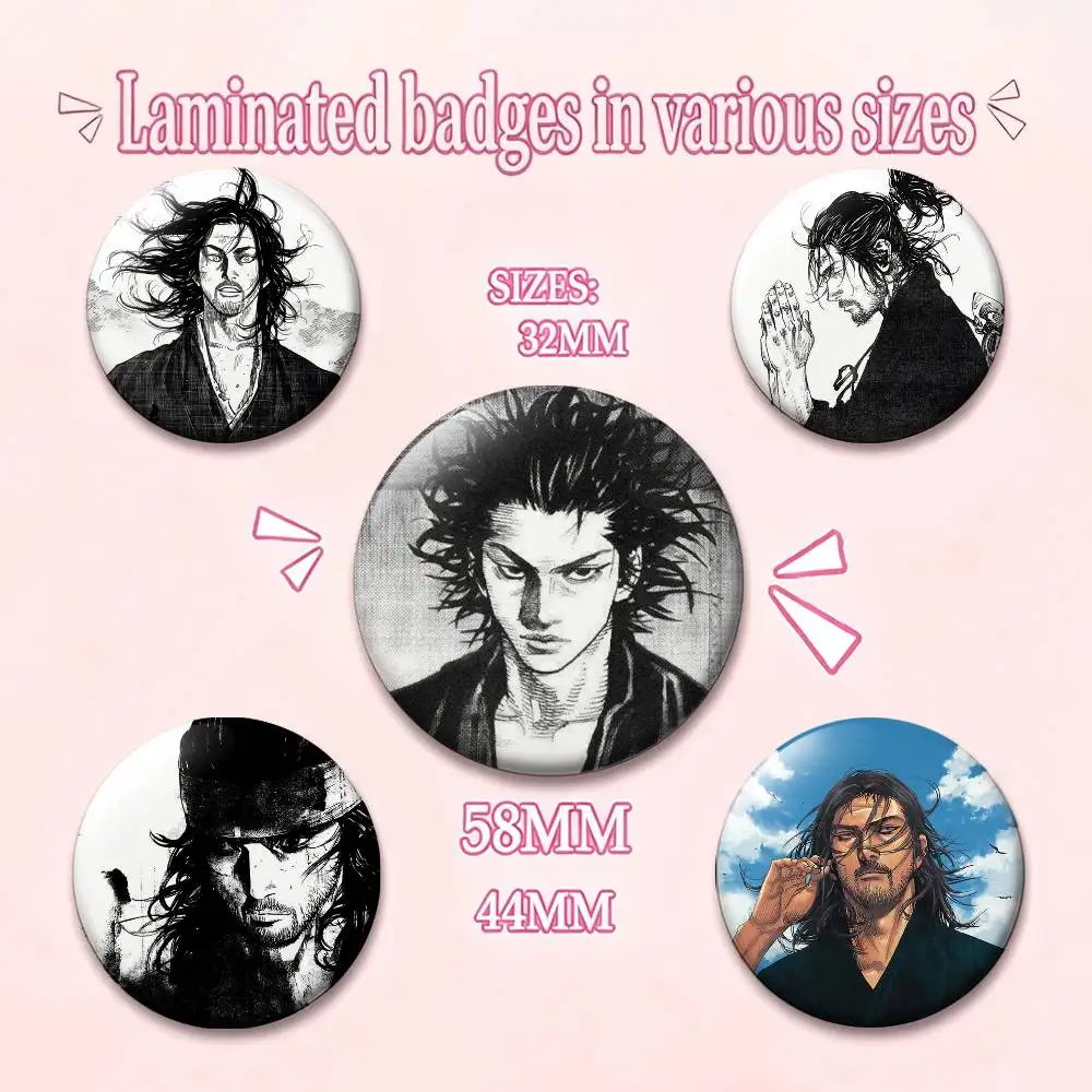 Manga V-Vagabond Laser Badge Applicable For Backpack Clothes Hats Decor Creative Accessories