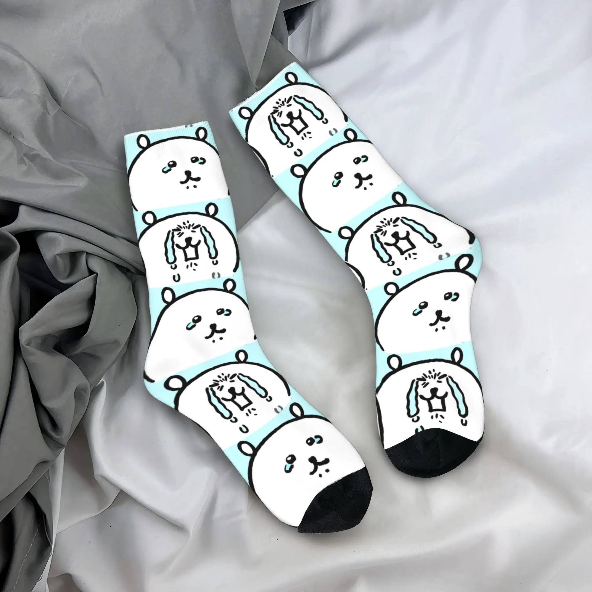 Women Men Socks Sad Joke Bear Crying  Stockings Autumn Harajuku Soft Socks Graphic Cycling Non-Slip Socks