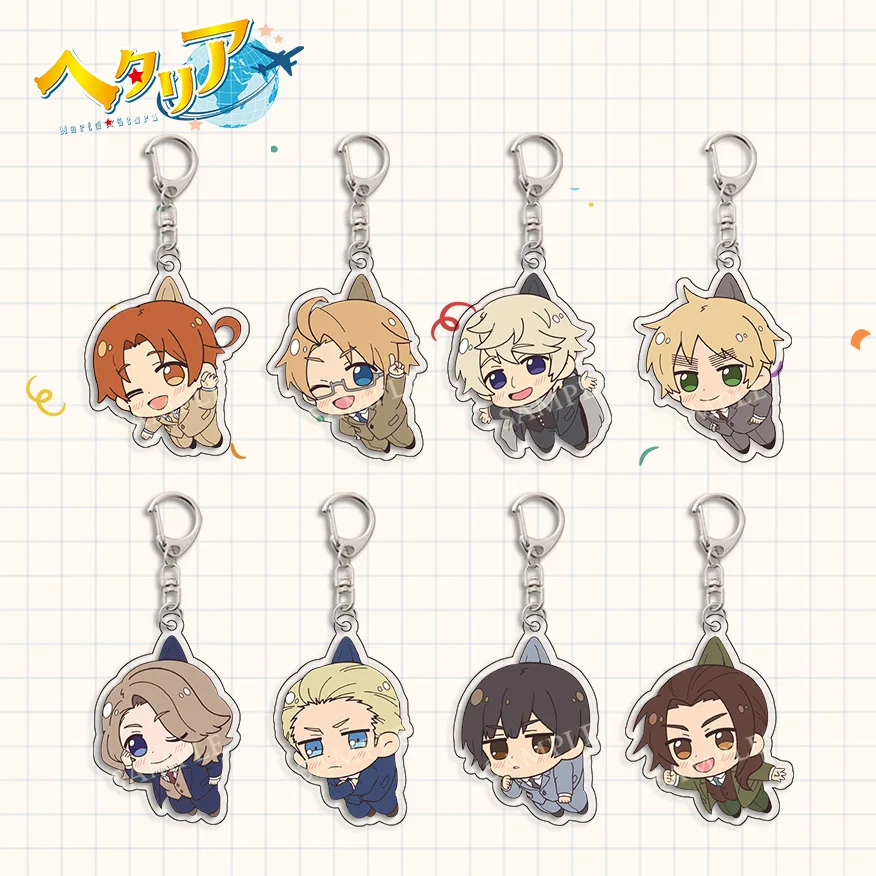 LLavero de acrílico de Anime Axis Powers Hetalia, colgante de bolso divertido de dibujos animados, llavero de coche con dije bonito, accesorios, regalos para seguidores de amigos