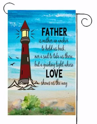 Happy Fathers Day Lighthouse  Garden Flag    - Quality  12x18  Double Sided Flag