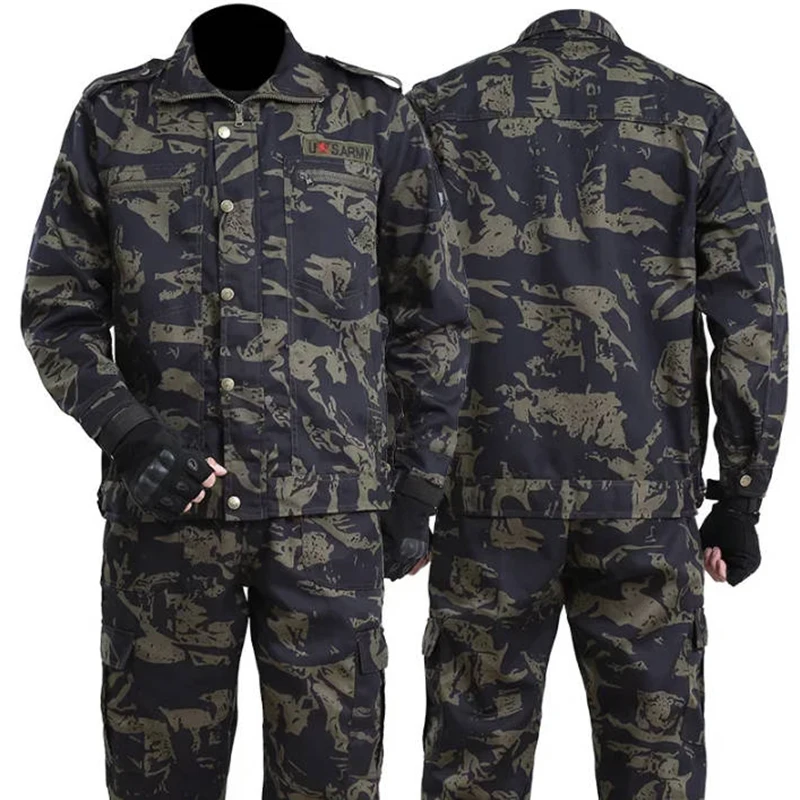 2024 New Outdoor Camouflage Overalls Spring And Autumn Training Suits Wear-resistant Auto Repair Labor Insurance Suits