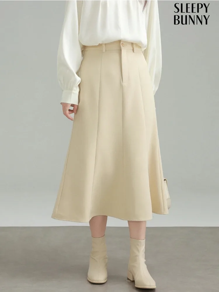 

Elegant High Waist Midi Skirt Women Slim Fit Flowy Mermaid Hem Skirt Chic Commuter Style Draped Fabric Flattering Winter Outfit