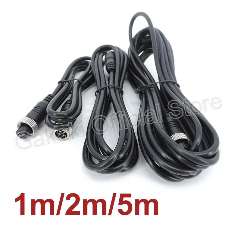 Masculino para Feminino Aviação Extensão Video Cable, Truck Bus Monitor Camera Connection, 4 Pin, 1m, 2m, 5m