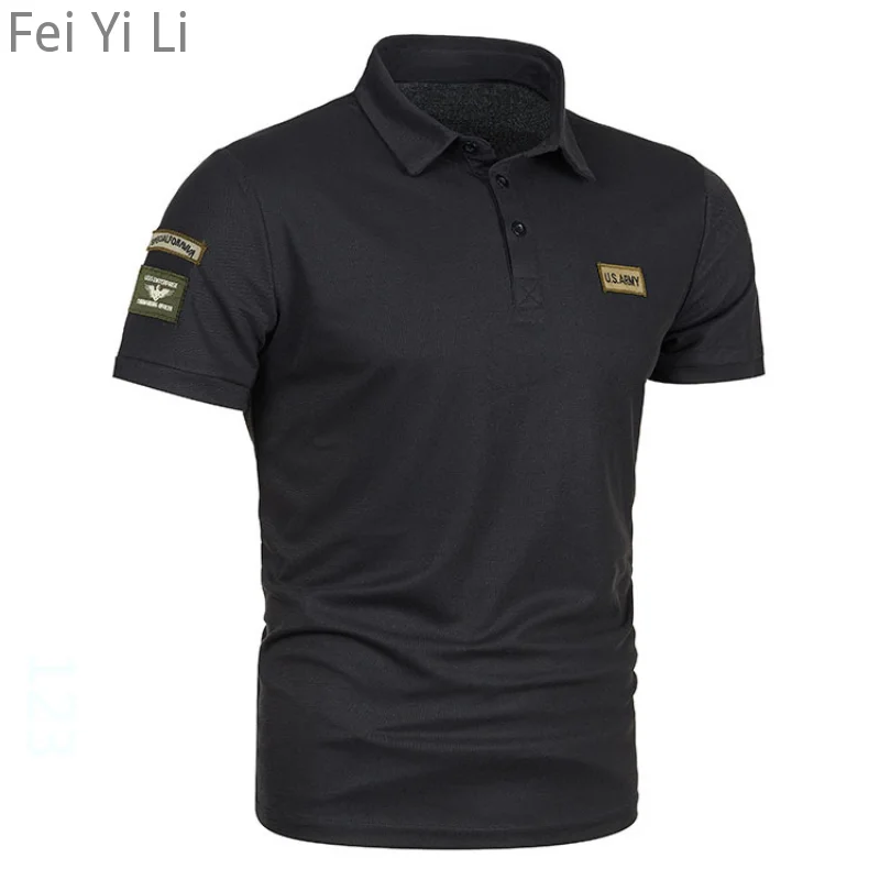 Summer Korean Short Sleeved Polo Shirt Lapel Anti-wrinkle Tops Plus Size Mens Tshirts Men Embroidery Shirts 5XL