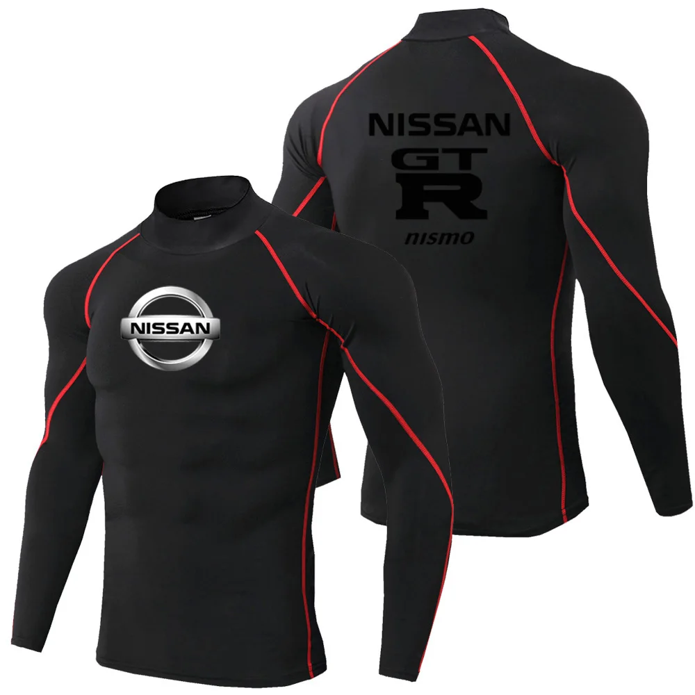 2025 Hot selling men's Nissan tight fitting fitness clothes, gym training quick drying fitness T-shirts, sports running tops
