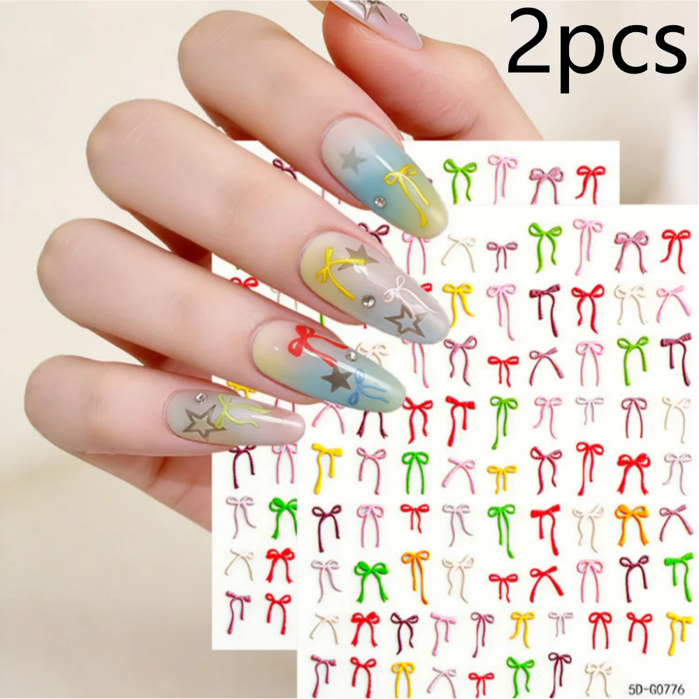 

1/2Sheets Sweet Cute Colorful Bow Nail Art Stickers Slider Self-Adhesive Multicolor Bowknot Nail Decals DIY Manicure Decorations