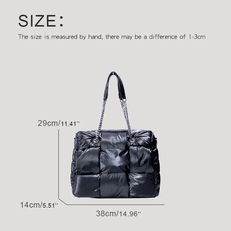 Korean Casual Puffer tote Bags For Women Luxury Designer Handbag Purse 2024 New In Polyester Cross Braid Large Capacity Shoulder