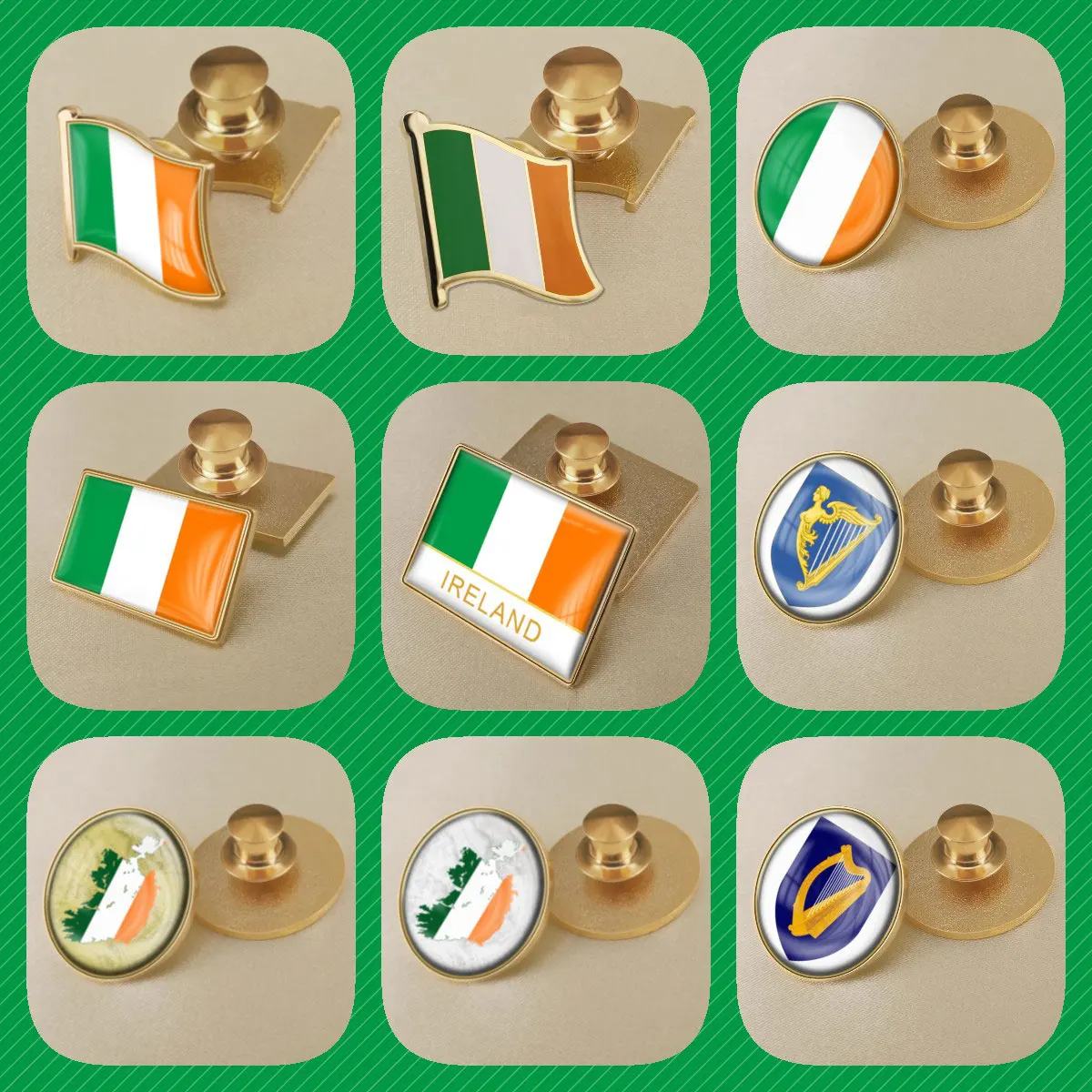 Ireland Irishman Map Flag National Emblem National Flower Brooches Badges Lapel Pins