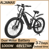 AL26MAX Mountain Electric Bike 1000W Dual Motor 48V 17AH Lithium Battery Electric Bicycle 26 Inch Fat Tire All Terrain E-bike