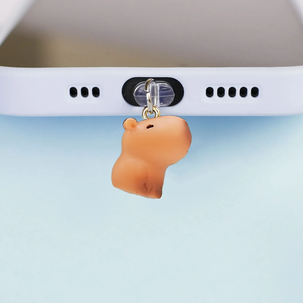 Aksesori Capybara Lucu, Penutup Debu Ponsel, Gantungan Hiasan Port Type-C iPhone Dengan Tali Gantung Anti Hilang