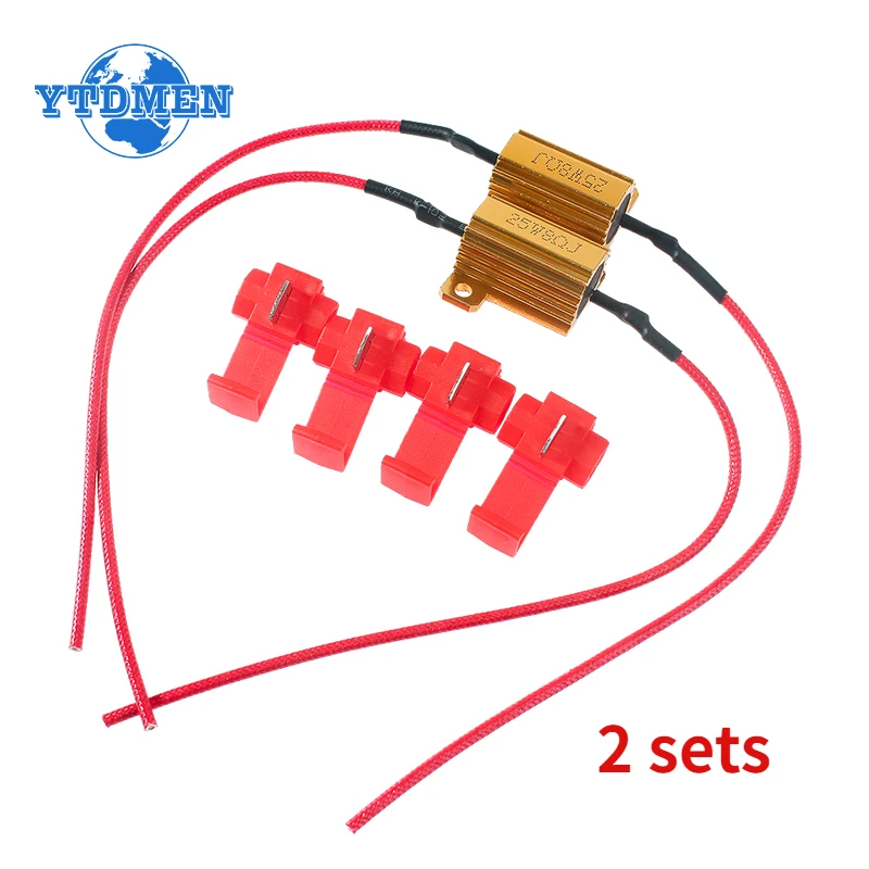 2 juegos de resistencias bobinadas 25W 50W resistencia de potencia de carcasa de aluminio 5ohm/6ohm/8ohm/10ohm/24ohm/50ohm/100ohm, para lámpara de coche