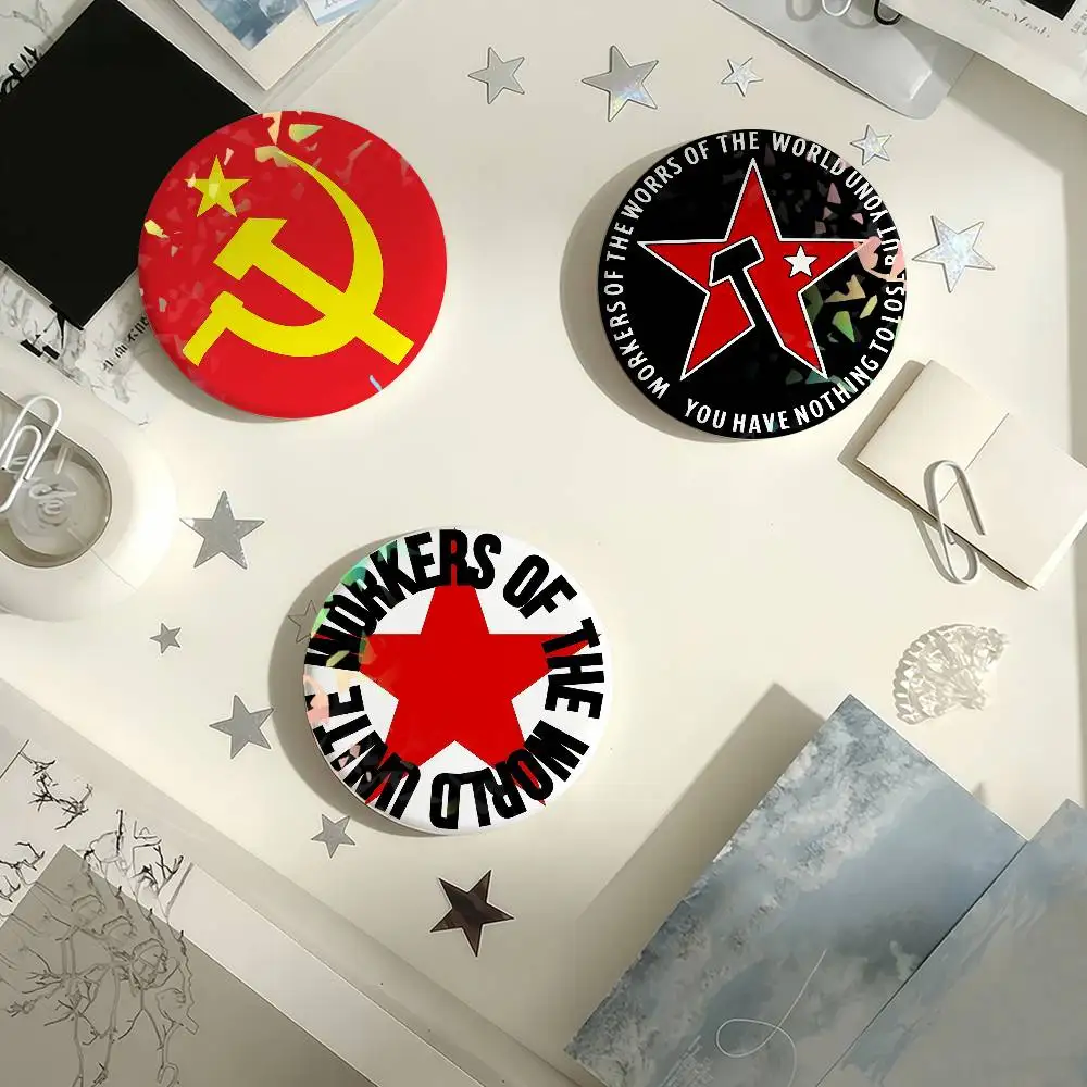 Workers of The World Unite Laser Badge Pins Handmade Brooches for Backpack Gifts Bag Decor Fans Collect