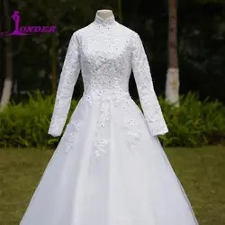 Luxury Muslim Wedding Dresses Vestido De Noiva Noble Princess Bride Ball Gowns Elegant High Neck Lace Wedding Dress Customized
